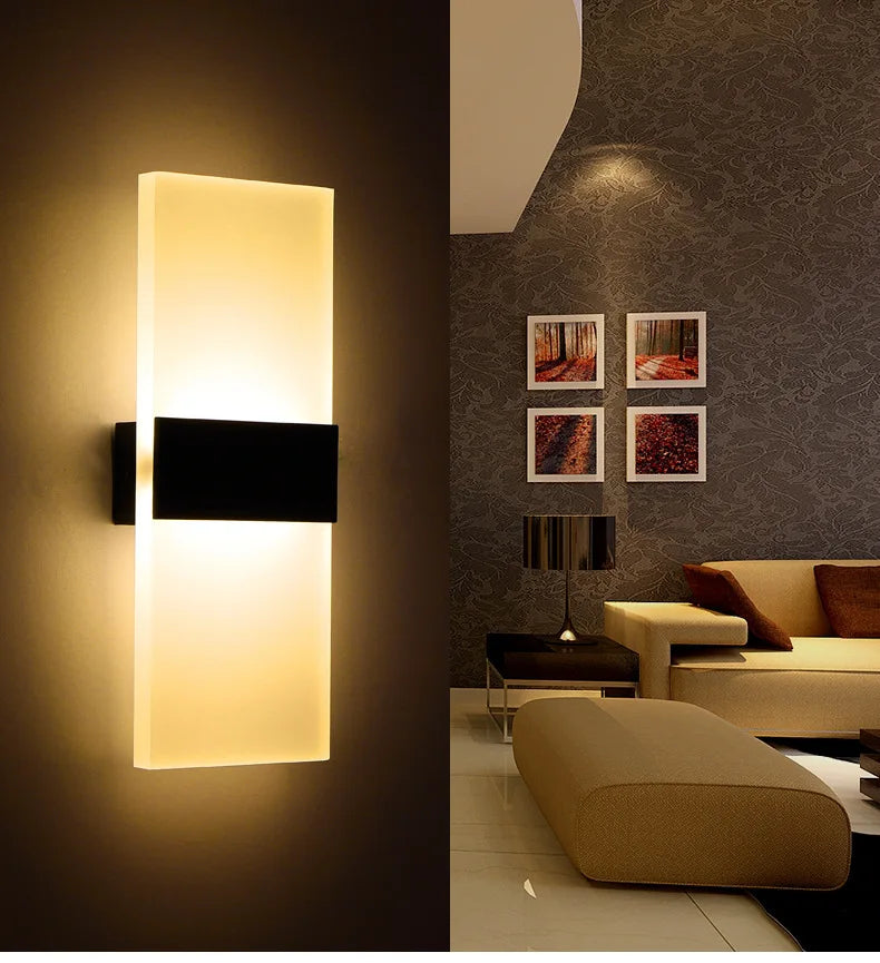 Waterproof LED Wall Light Indoor Modern Living Room Square Acrylic