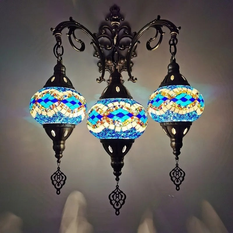 3 Heads New Mediterranean style Art Deco Turkish Mosaic Wall Lamp