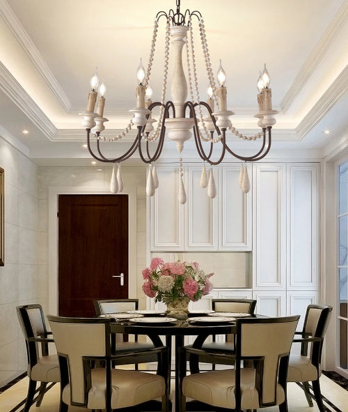 Art Gallery Kitchen Led Candle Chandelier ceiling Wood Lighting Dining
