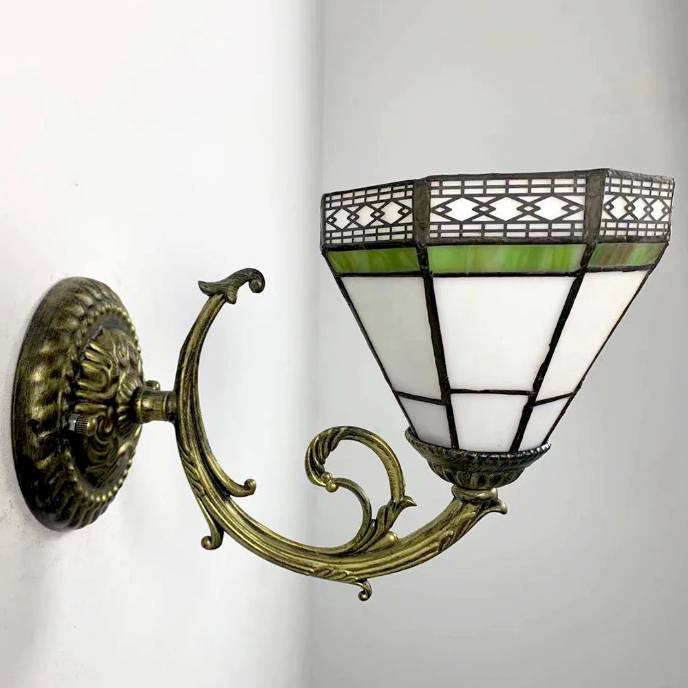 Tiffany Style Stained Glass Wall Sconce Flower Wall Lamp