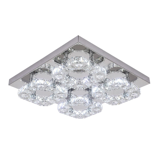 Square Crystal Flush Mount Ceiling Light Cool White and