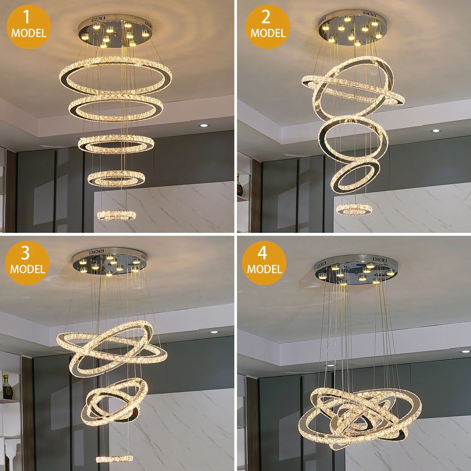 188W Modern Long Staircase Crystal Chandeliers For