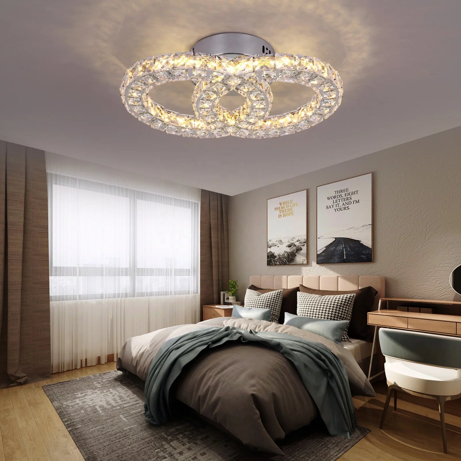 58W Warm White Changeable Light Modern LED Crystal Ceiling Lamp Lights