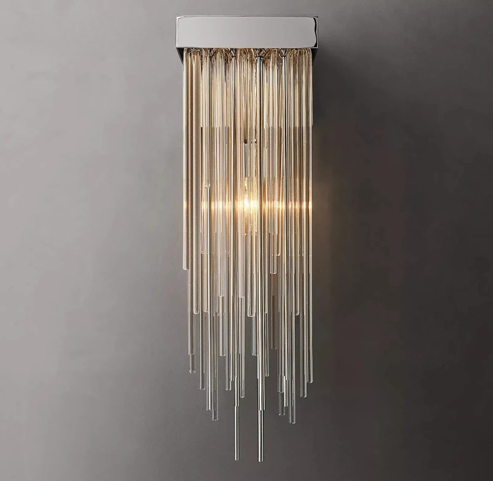 Cascada Sconce Modern Retro LED K9 Crystal Rod Metal Tassel Wall Lamps