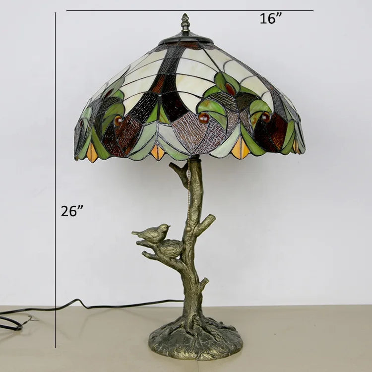 European style Stained Glass Tiffany bird table lamp