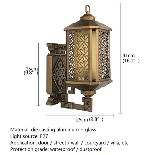 BROTHER Classical Outdoor Wall Lights Retro Bronze LED Sconces Lamp