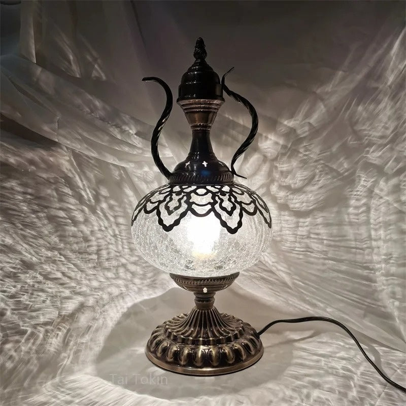 Big Size Creative Holiday Retro ice-cracked Table Lamps Clear Turkish