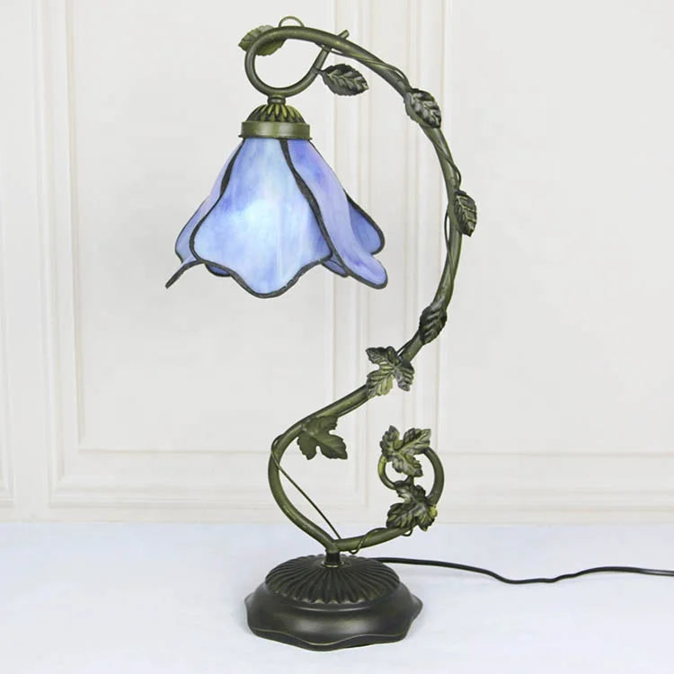 Tiffany Table Lamp with Stained Glass Shade Reading Desk