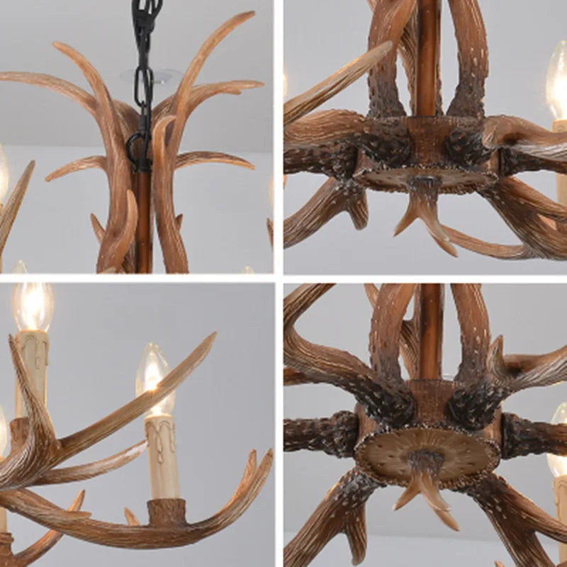 6/8/10 Head Modern Antlers Chandelier Light American Resin lamp Candle