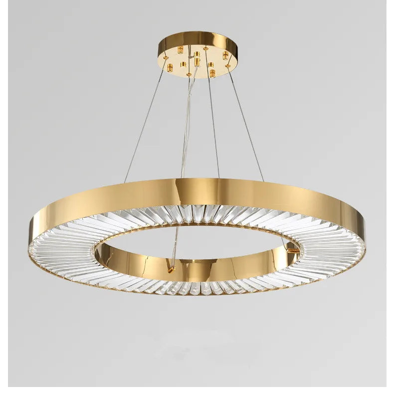 3 Rings Modern Crystal LED Chandelier Light Stainless Steel Round