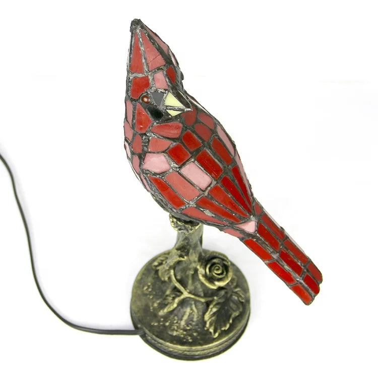 Small Vintage Tiffany Style Stained Glass Red Cardinal