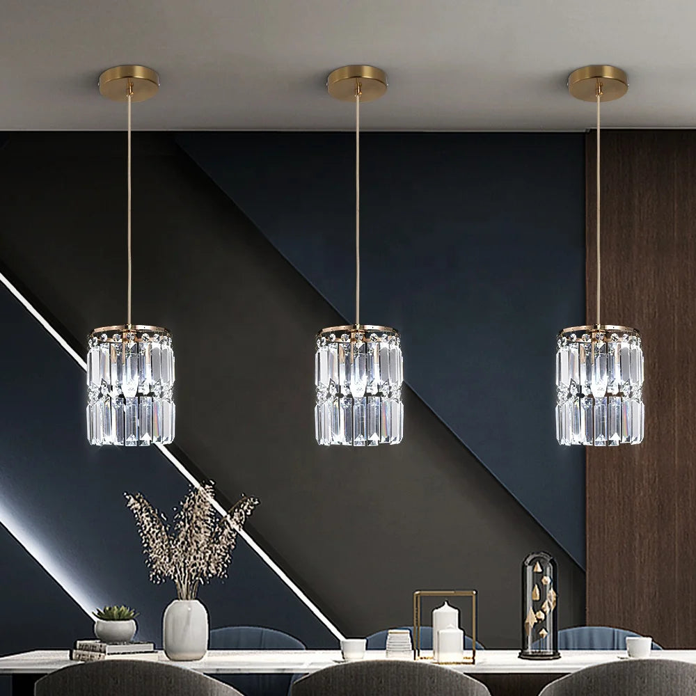 Modern Gold hanging White Clear Crystal LED Modern Single Pendant