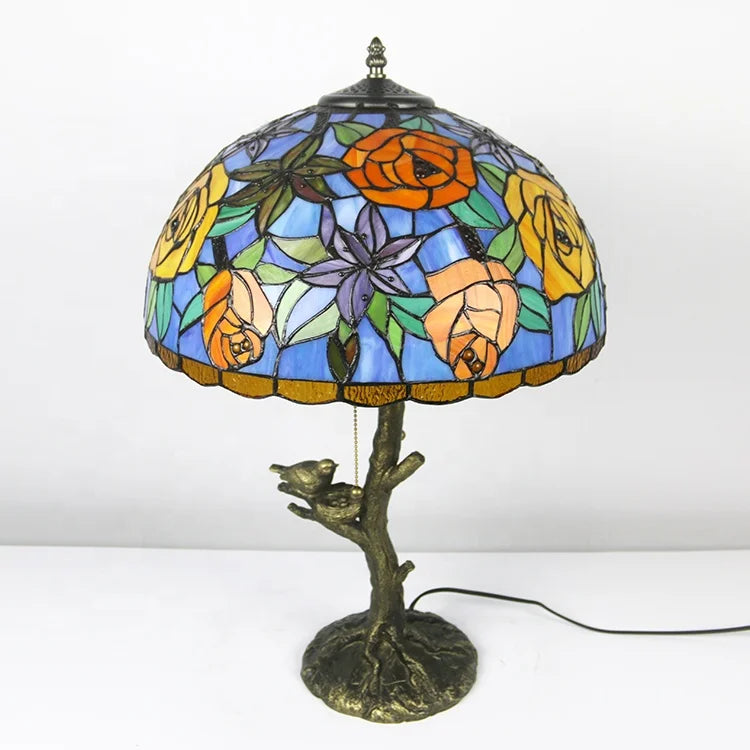 Tiffany Style Stained Glass Lampshade Desk Lamps Rose