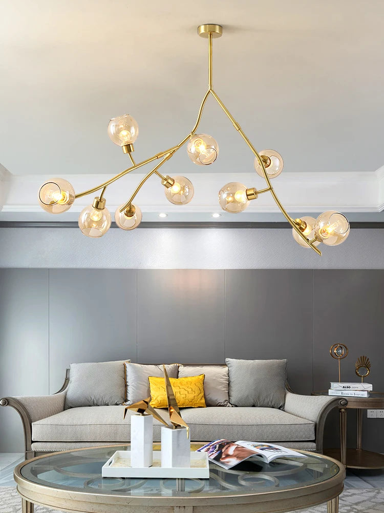 Postmodern creative golden glass lampshade chandelier Nordic interior