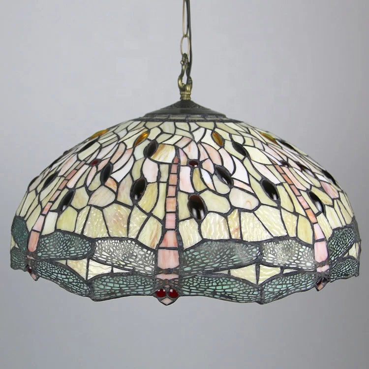 Tiffany-Style 3 Light Dragonfly Hanging Pendant Lamp with