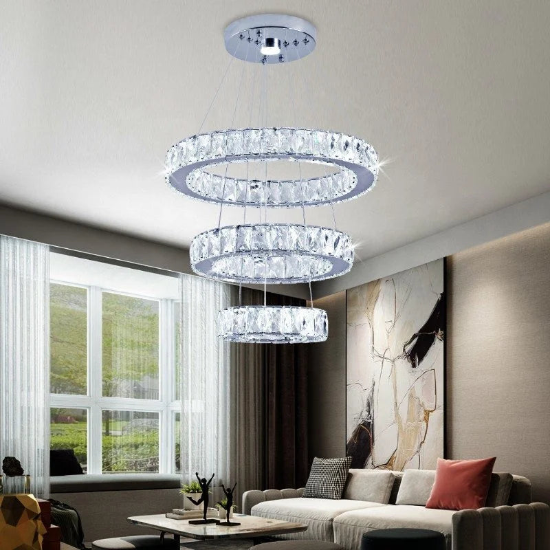 Large Crystal Cool Light 47W LED Lamps Modern Crystal Pendant