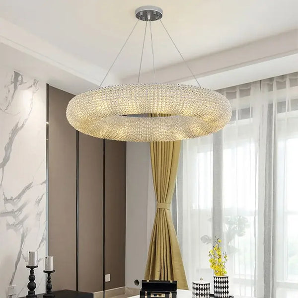 Luxury Ring Crystal Chandelier for Living Room Modern LED Large