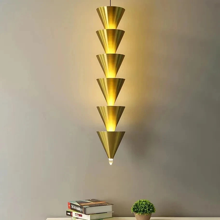 Gold Black Nordic Cones LED Pendant Light Art Luxury Corner Lustre