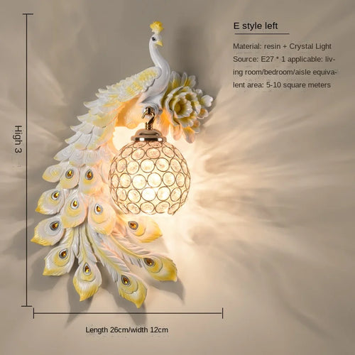 Bird Lamp Colorful Peacock Wall Lights for Home Bedside Lamps