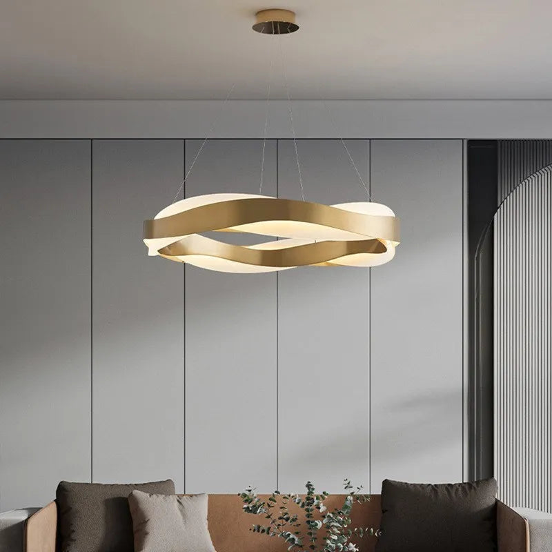 Modern Led Chandelier Gold Black Color Home Brushed Rings Ceiling