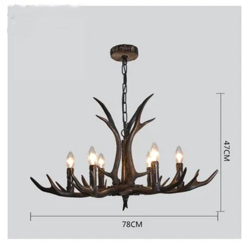 Antler Resin Chandelier with Lampshade Retro Style Light for Living