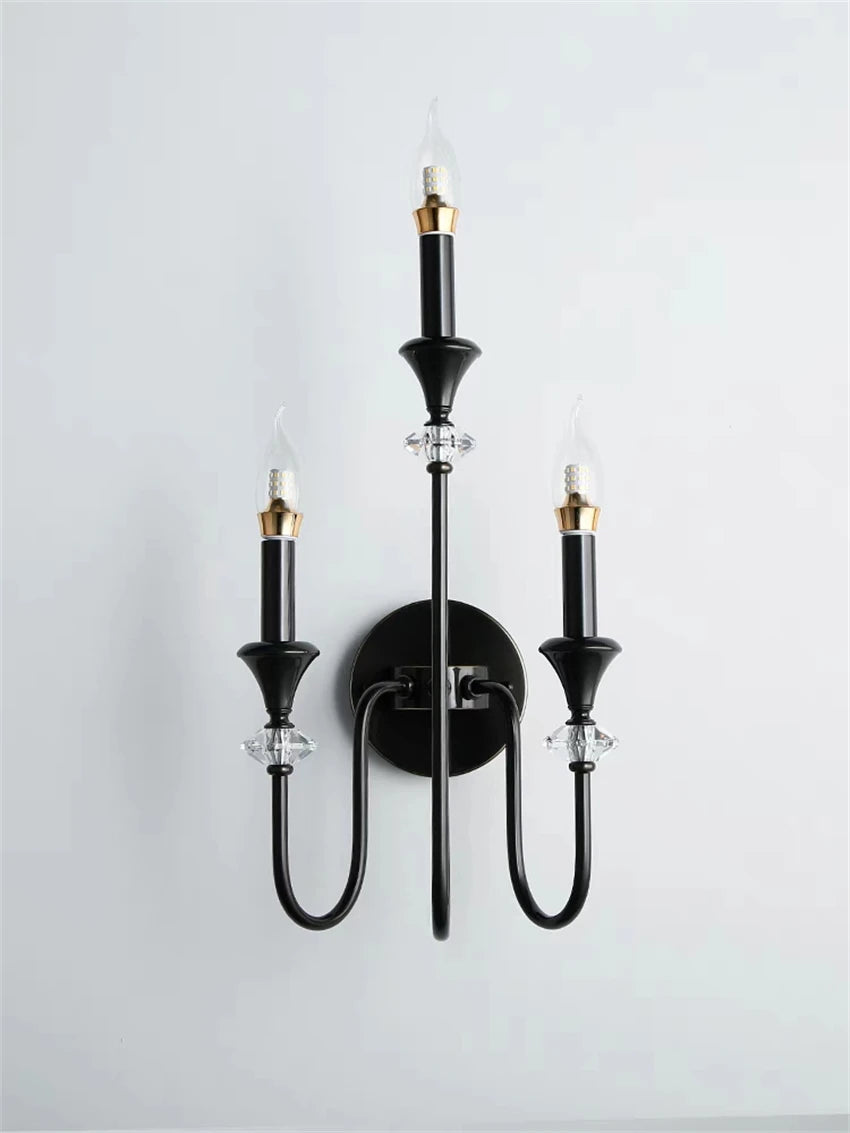 French copper candle holder black wall lamps antique American crystal