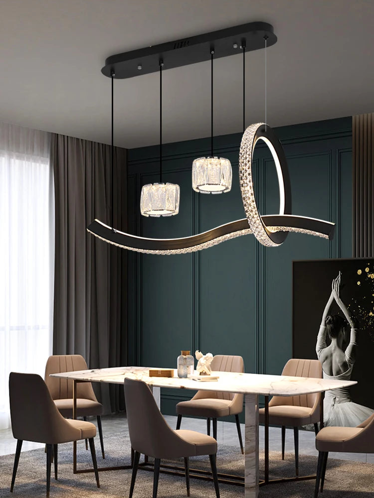 Black Dining Room LED Chandelier