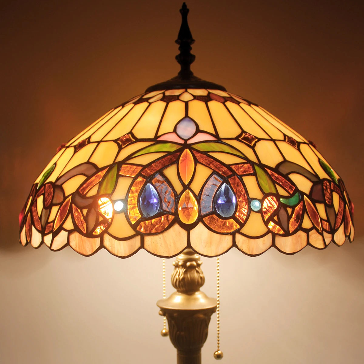 Tiffany Floor Lamp Serenity Victorian Stained Glass