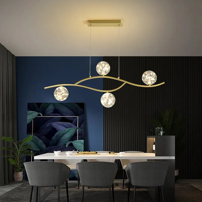 Modern LED Chandelier Dining Room Island Creative Glass Ball Pendant