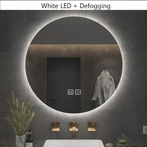40/50/60CM Round Smart Hotel Bedroom Defogging Decorative Mirror LED