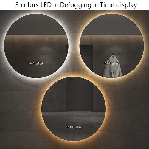 40/50/60CM Round Smart Hotel Bedroom Defogging Decorative Mirror LED