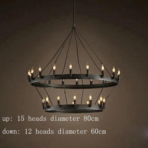 American Retro Iron Double Pendant Lamp Vintage Industrial Led