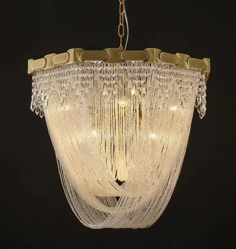 American crystal living room chandelier luxury gold villa hall lamp