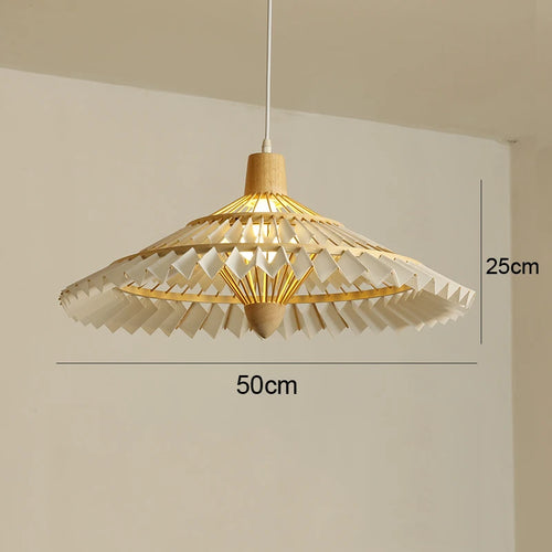 Chinese Style Wood Bamboo Pendant Lights Vintage Umbrella Hanging Lamp