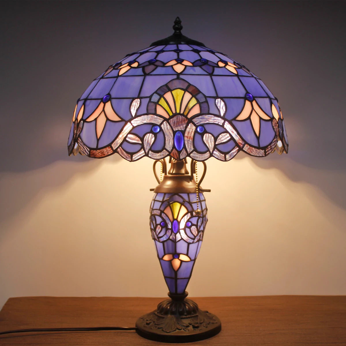 Tiffany Lamp Blue Purple Lavender Stained Glass Baroque