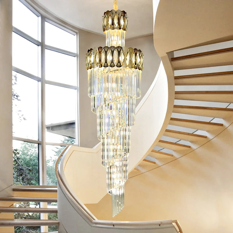 Crystal Stair Chandelier Buplex Building Villa Pick Empty Floor Light