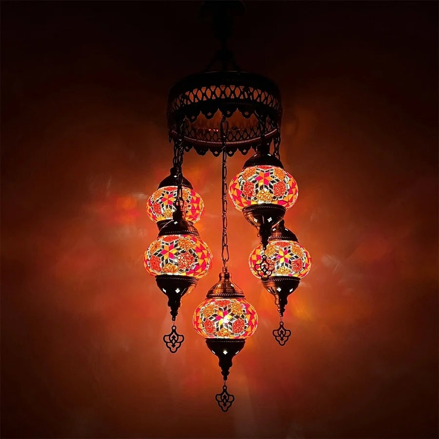 Newest 5 Heads Turkey Ethnic Customs Handmade Lamp Romantic Cafe