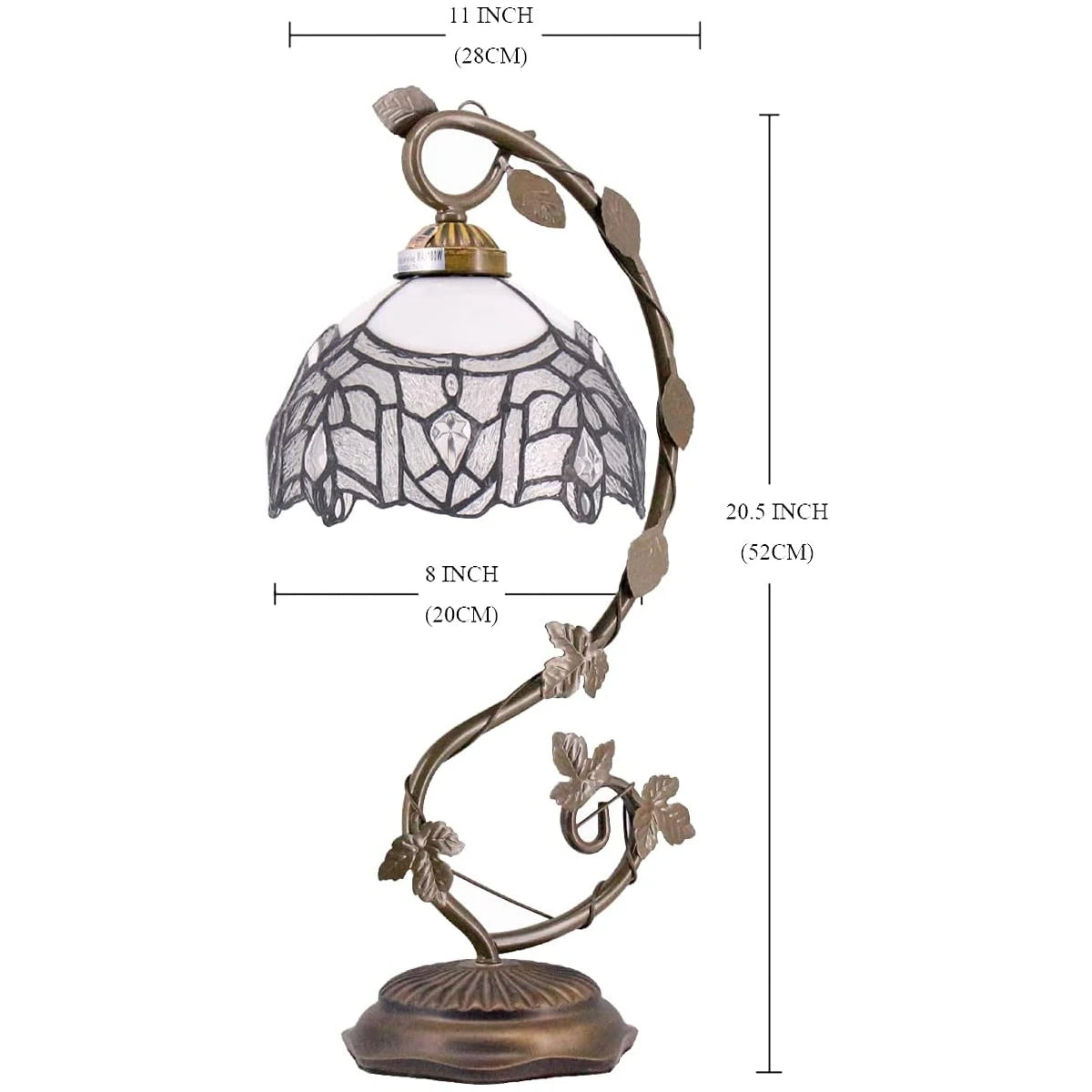 Tiffany Lamp White Bend Stained Glass Style Table Lamp,