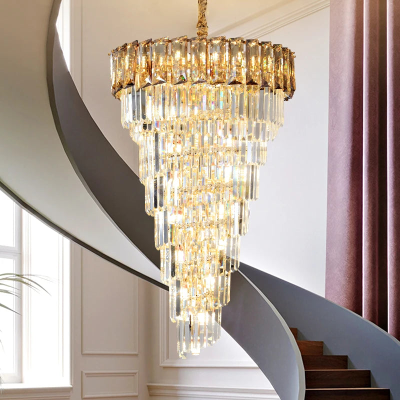 French Light Luxury Personality Amber Crystal Living Room Chandelier