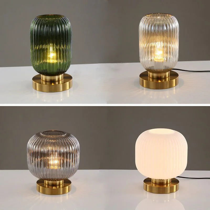 Bedside Green Glass Table Lamp Home Decor Pumpkin Ball Desk Lamp for