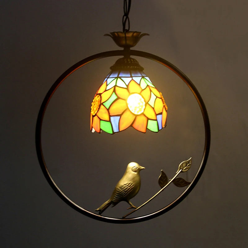 Tiffany Bird Pendant Lights Stained Glass Living Room Decor Dining