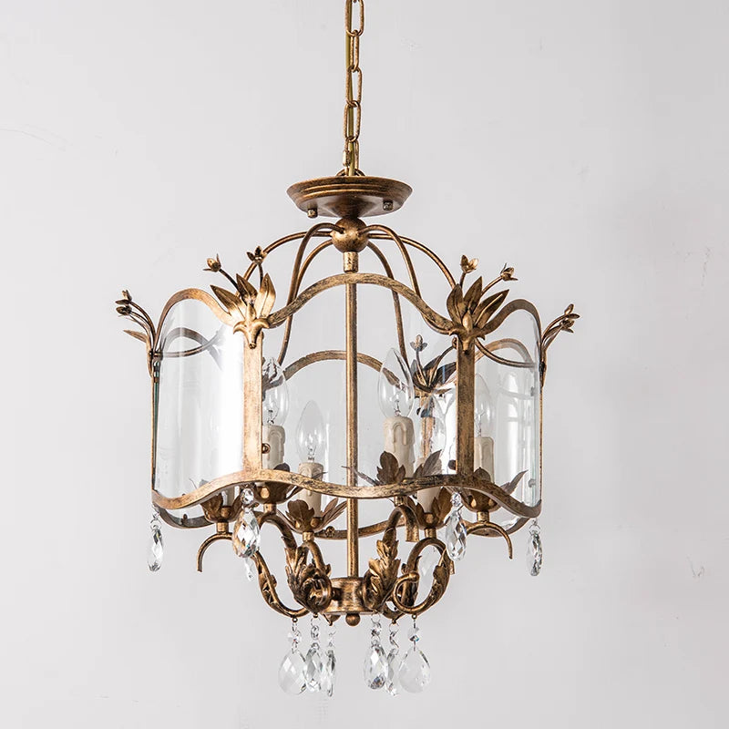 American retro glass chandelier study classical iron art old bedroom