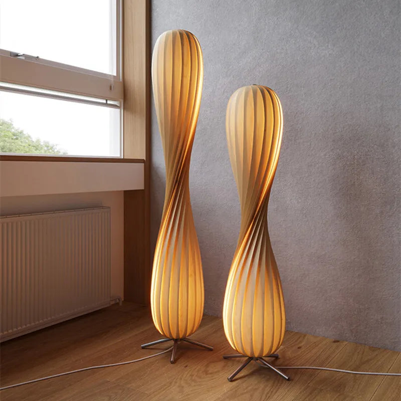 Japanese-style Wood LED Floor Lamp Dimming Parlor Bedroom Lighting