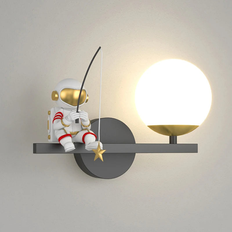 Moon Astronaut LED Wall Lamp Bedroom Bedside Lamp Modern Children's
