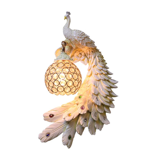 Nordic Retro Dual Color Peacock Wall Lamp Creative Gold White  Lamps