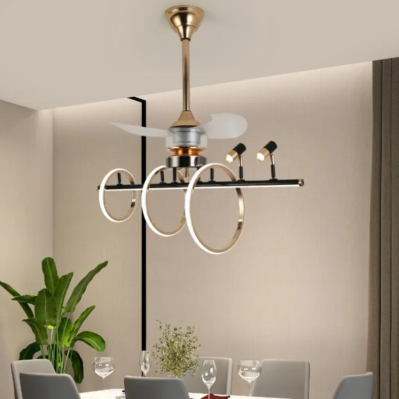 Nordic Luxury Ceiling Fans Pendant Light Kitchen Table Black Gold