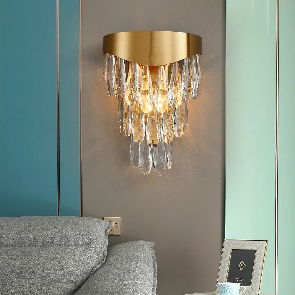 Golden Led Wall Sconce Water Drop Design Lamp Modern Bedroom Bedside