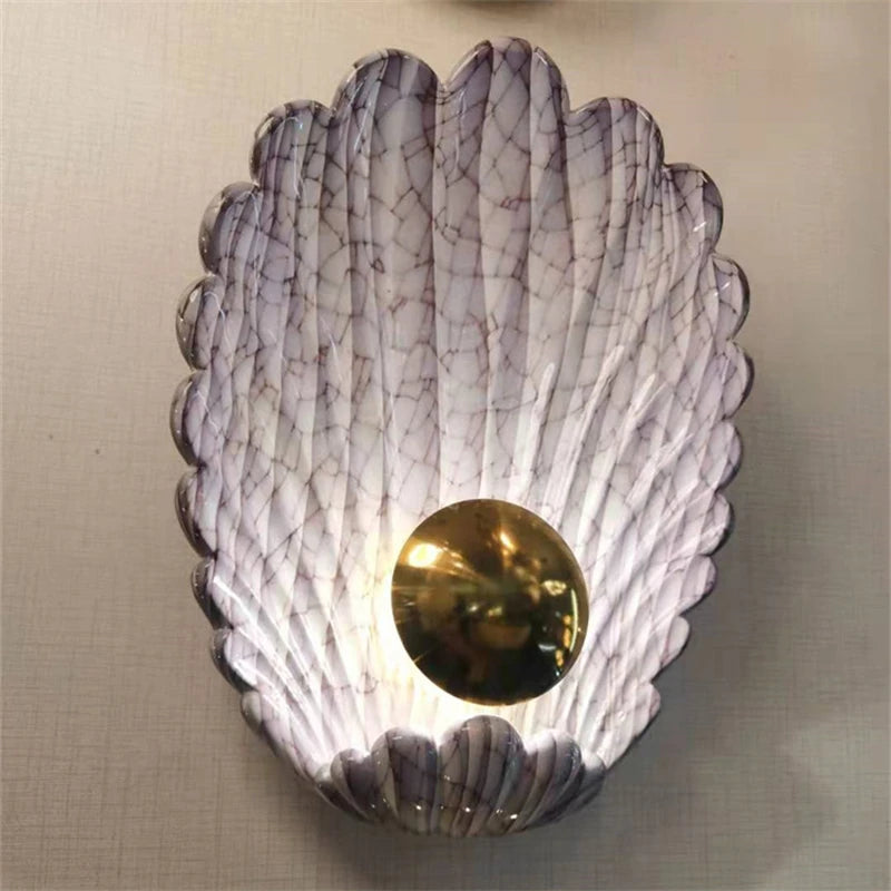 Nordic Art Deco Luxury Background Wall Resin Shell Wall Lamp Modern