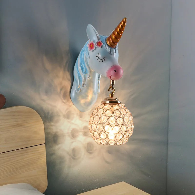 Nordic Resin Deer Head Wall Lamp Unicorn Wall Lights Led Home Decor
