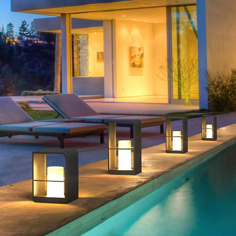 Outdoor waterproof Aluminum Square Solar Power Lawn Garden Lamp